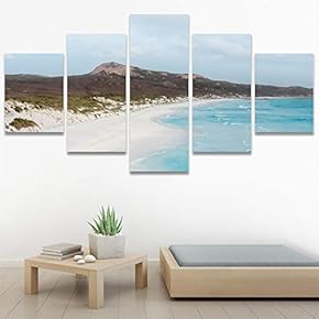 SIGNWIN 5 Panel Canvas Wall Art Coastal Orange...