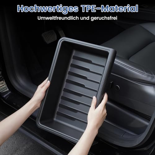 CARERSTEN Materiallagerbox Für Tesla Model Y Zubehör TPE 2021-2024 Unter Dem Sitz Wasserdicht Aufbewahrungsbox Für Sitze Für Tesla Zubehör Model Y Auto Organizer Ablage Auto Aufbewahrungsbox Tray