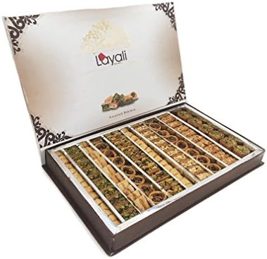 Baklava Assortment Gift Box (26.5 oz),Gift Basket,Petite Gourmet,Best Gift For Mother Day , Layali Desserts, Nuts gift, Gift for women,Get Well Corporate Basket , baklava pastry, pistachio , cashews