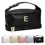 Vogewood Personalized Teen Girl Gifts, Personalized Makeup Bag with Handle, IGifts for Young Women Cosmetic Bag with Makeup Brush Organizer, PU Leather Travel Toiletry Bag, Gifts for Friends Female