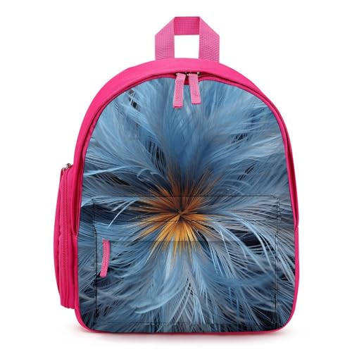 Big Blue Flower Backpack Small Book Bag with Side Pocket, Lightweight Durable Backpack, Travel Rucksack, Pink-style