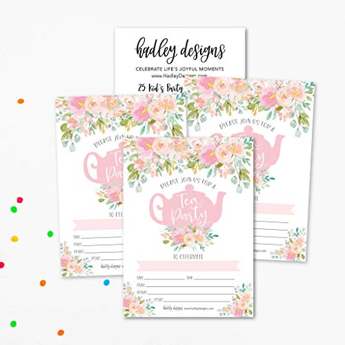 Image of Hadley Designs Kids Birthday Invitations Girl Princess Theme - 25 Princess Birthday Party Invitations For Girls, Royal Invites For Girls, Cute Tea Party Supplies, Made in USA