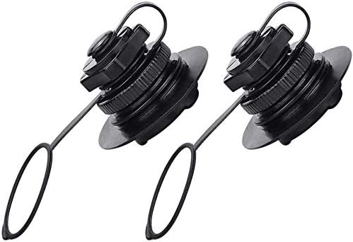 2pcs Air Valve Inflatable Boat Spiral Air Plugs One-Way Inflation Replacement Screw Boston Valve for Rubber Dinghy Raft Kayak Pool Boat Airbeds,Black