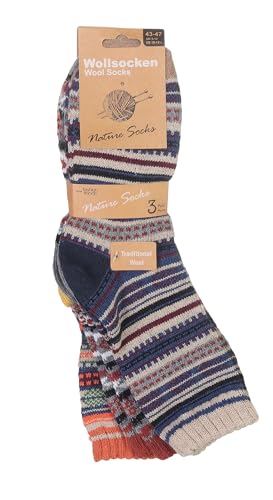 MATY FASHION Herren Socken Bunt warme Norweger Strümpfe Winter Trachten Wolle 198 (43-47, 3 Paar Bunt Gemischt)
