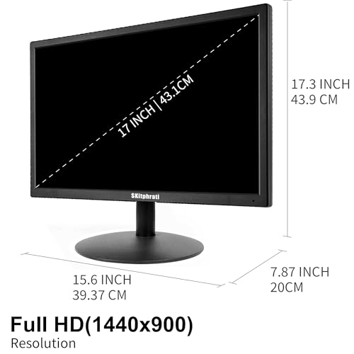 Image of SKitphrati 17 inch PC Monitor LED Monitor 1440x900, 75HZ, 5Ms, 16:10, Viewing Angle 95(Horizontal),TN Panel, VESA Wall Mountable, VGA & HDMI Port, Black