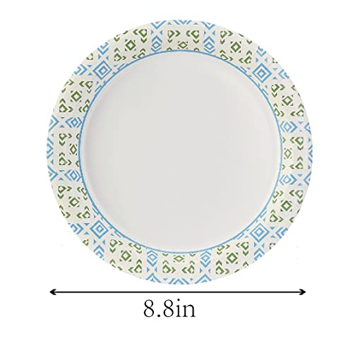 Jinqiu Paper Plate 8.8'' | Discount Package 250Ct | Paper Tray 125Ct, Tpe Gloves 125Ct | Paper Tray Printed With Beautiful Images | Suitable For Various Food, Friends' Dinner, Party, Bbq, Hamburg #TOP1