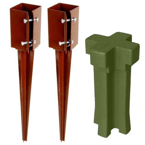 Silver Star 75mm (3) Industrial Fence Post Spike Support 600mm Long Drive Down Post Spike (Includes Driving Tool) (2)