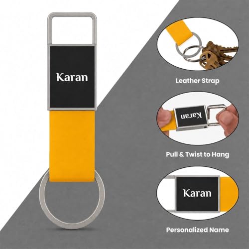 Image of Giftana 6 in 1 Laptop Bag with Personalized Diary and Pen, Keychain, Card Holder, Mobile Stand with Name, Customized Fathers Day Gift for Dad, Corporate Gift for Employees (Yellow)