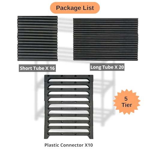 Image of Tier Multipurpose Plastic Rack for Home Kitchen Bathroom & Office Modular Shoe Organizer Storage Shelf Detachable Stackable Design Stand for Clothes, Books, Toiletries & Essentials (5 Layer)