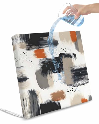 2 Pack Black Khaki Waterproof Cushion Covers with Ties, Outdoor Patio Chaise Lounge Chair Seat Cushion Slip Covers Replacement(Only Cover) Geometric Abstract Retro Art Aesthetic 22