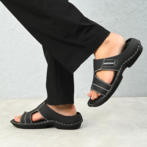 Image of Centrino Sandal for Men | Grip Insole for Stability | slippers /sliders for men |mens sandals casual | sandals for men | Modern Look with Straps | Comfortable Footwear (9266)