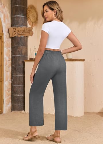 Image of EDUWU Women Casual Pants Loose High Waist Cropped Palazzo Beach Pants Summer Outfits 2026 Trendy