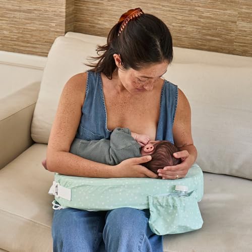 Image of My Brest Friend Original Nursing Pillow Cover - Slipcovers for Baby - Adjustable Fit, Easy Care, Durable - Original Nursing Pillow Not Included, Minty Geo