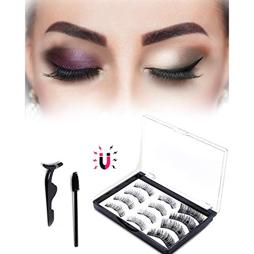Preisvergleich Produktbild Magnetische Wimpern, 3d Magnet Wimpern Set, Natural Look Wiederverwendbar Künstliche Wimpern mit 3 Magneten, Dual Magneten Magnetic False Eyelashes + Edelstahl Pinzette