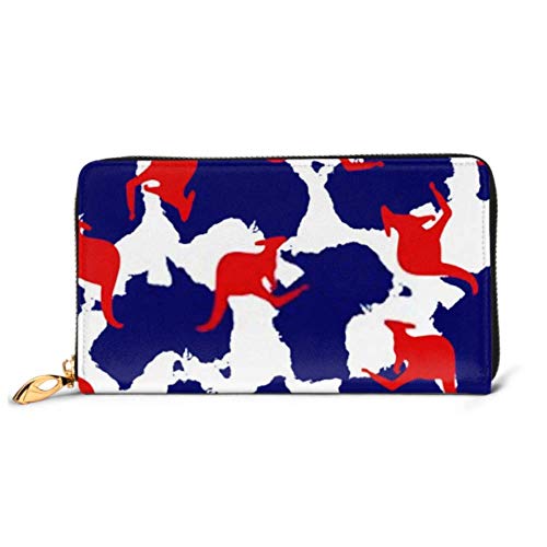 Preisvergleich Produktbild JHGFG Mode Handtasche Reißverschluss Brieftasche Vektor Nahtlose Flache Muster Australien Känguru Telefon Clutch Geldbörse Abendkupplung Blocking Leder Brieftasche Multi Card