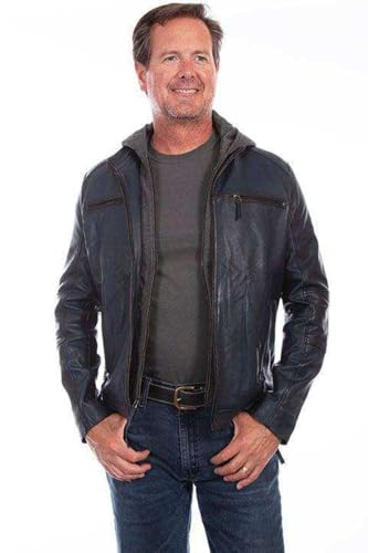 Scully Men's Soft Lamb Zip-Front Hooded Leather Jacket - 1056-Dnm