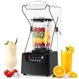 lilishangmao Gewerblicher Smoothie-Maker 2200 W, Professioneller Standmixer mit 1,8-L-Behälter, Schallschutzgehäuse, 6 Stahlklingen und 5 Programmen für Smoothies, Cocktails und Shakes