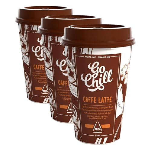 Go Chill Coffee Latte - Bebida de Café Lista para Beber - Suave Refrescante y Espumoso - Espresso y Leche - 230 ml. (Paquete de 3)