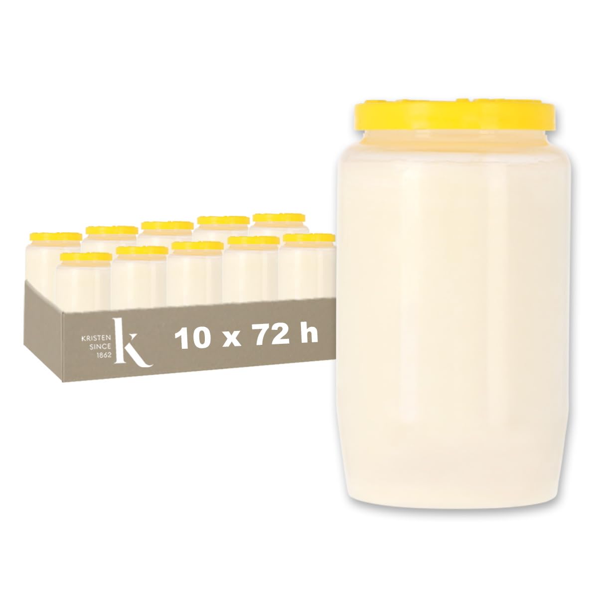 KRISTEN Lot de 10 bougies de cimetière blanches longue durée (72 heures) – Bougies funéraires – Bougies commémoratives