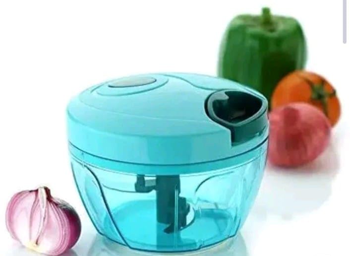 Stylish Premium Plastic Handy and Compact Chopper with 3 Sharp Blades for Effortlessly Chopping Vegetables and Fruits | Size 450 ML | Sky Blue | Pack of 9