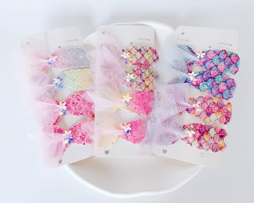Lemeilleur 12 PCs Cute Mermaid Hair Clips for Girls, Glitter Mermaid No-clip Snap Hair Clips Barrettes Sequins Fish Tail Hairpin Multicolor Hair Accessories (Pack of 12 (6 colors)) image 4