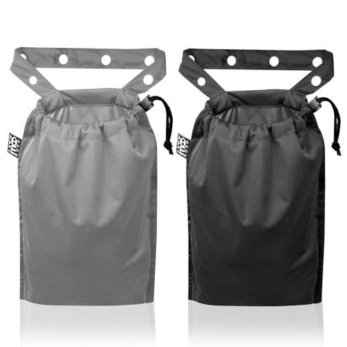 Image of 2 Pack Leakproof Car Trash Bags Detachable Waterproof Garbage Bags with Drawstring Hanging Organizer for Back Seat & Travel Grey & Black