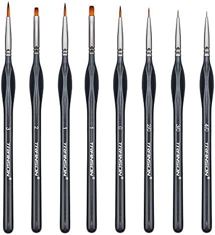 Transon Fine Detail Art Paint Brush Set 8pcs with Triangular Handle for Miniatures Model Craft Face Painting Suitable for Acrylic Gouache Watercolor Oil