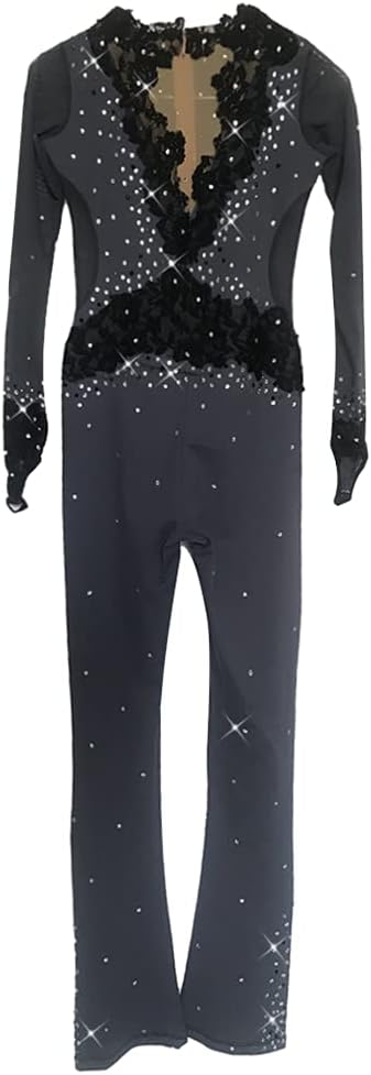 LIUHUO Figure Skating Competition Jumpsuits Girls Teens Stone Blue Performance Bodysuit