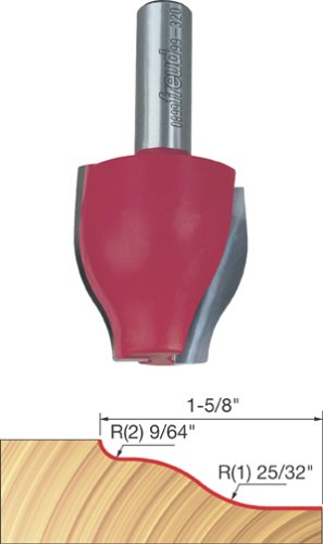 FreudDiablo "1-1/2"" (Dia.) Vertical Raised Panel Bit with 1/2"" Shank (99-320)", perma-shield coating red