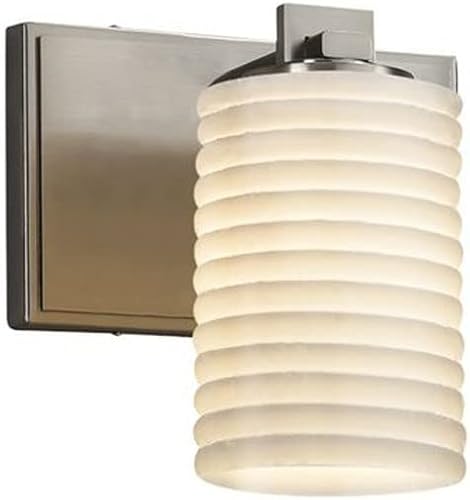 Miniatura 2 de Justice Design Group Lighting POR-8441-10-WAVE-NCKL-LED1-700 Limoges Era - Aplique de pared LED de 1 luz con acabado cilíndrico con borde plano,