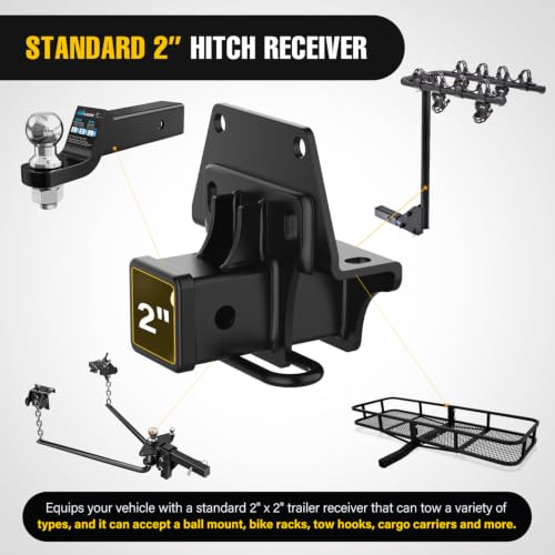Image of Nilight 2 Inch Rear Trailer Hitch Receiver for Toyota 4Runner & Lexus GX470 | Fits 4Runner 2003-2022 and GX470 2003-2009, 6000 LBS Bolt-On Tow Hitch with Rubber Cover & Tightener Kit