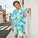 Voxikodex Size 6 7 Years Boys Summer Clothes 2 Piece Short Sleeve Tie Dye T-Shirt & Casual Shorts Set Teen Boys Summer Outfits Set Blue(6-7Y)