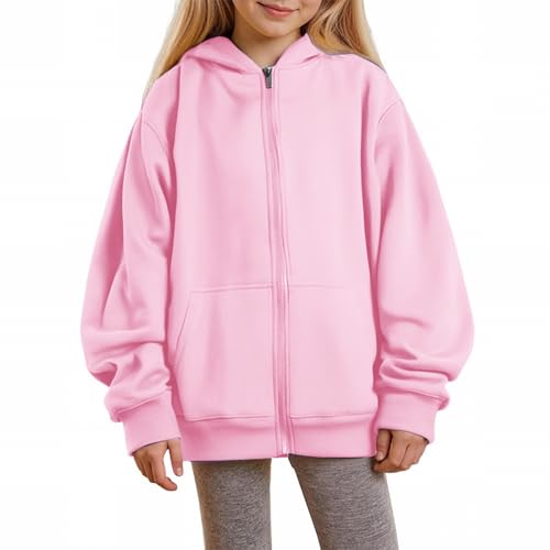 Kids Boys Girls Zip Up Hoodie Oversized Hooded Jacket Teen Full Zip Front Hooded Sweatshirt Windproof Hoodie Outerwear