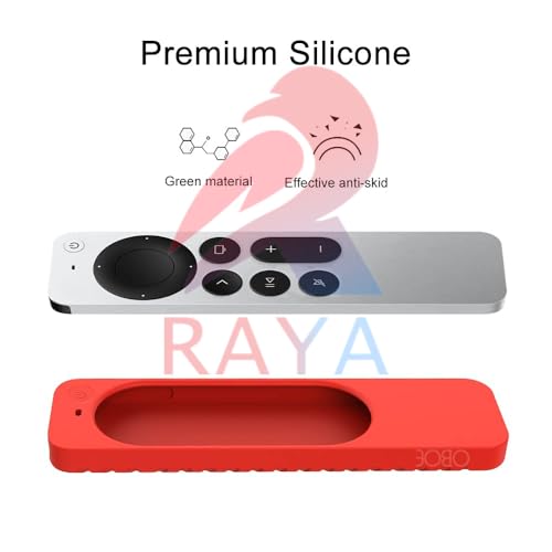 Image of RAYA Protective Silicone Case Compatible with Apple TV 4k 2nd & 3rd Gen Remote Shock Proof Anti-Slip Washable (Red)