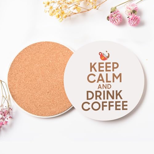 Sous-verre ronds en céramique Keep Calm lot de 6 dessous de plat café