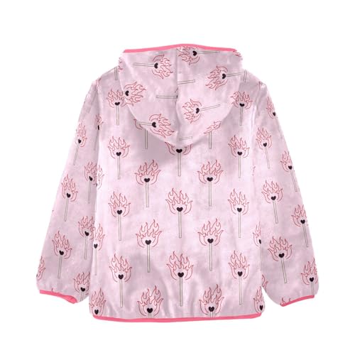 Burning Matches Toddler Fleece Jacket Baby Girls Hooded Zipper Long Sleeve Thick Warm Outerwear 3-10 Years2