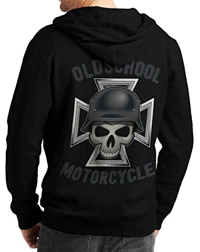 Herren Zip Hoodie Sweat-Jacke mit Kapuze Kapuzen-Jacke Winter mit Motiv Bedruckt Totenkopf Skull Biker Motorrad Oldschool Motorcycle