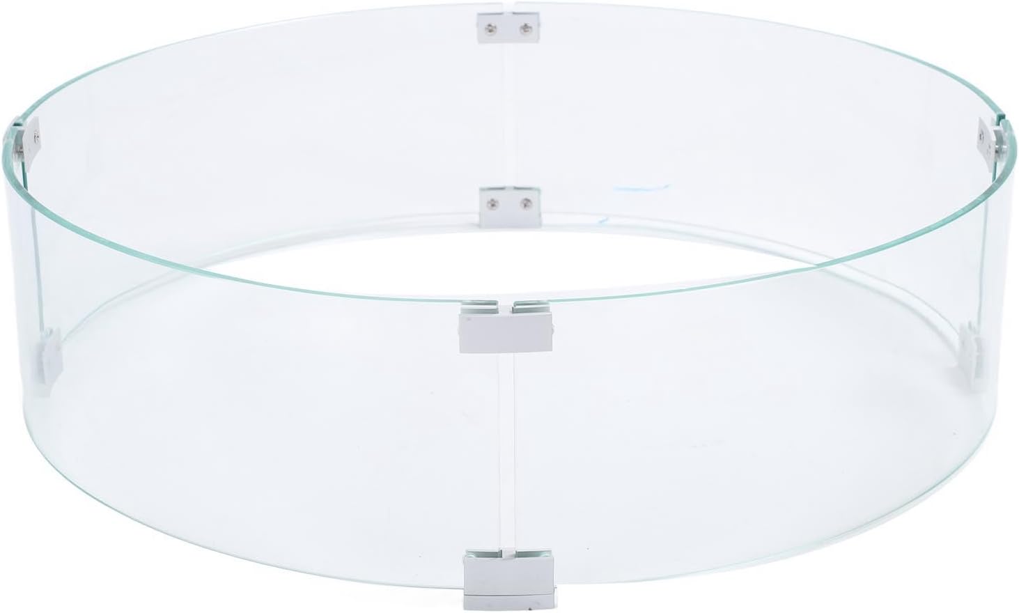 Fire Pit Wind Guard Tempered Glass Round Clear Flame Windscreen for Outdoor Fire Pit 650mm Diameter 6mm Thickness 4 Panels Aluminum Alloy Brackets