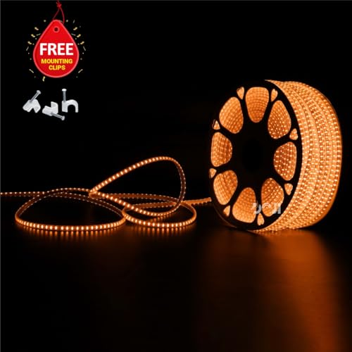 Image of DOJI 2835 Strip Lights for Home Decoration | 120 led per Meter led Strip Light | Rope Lights for Ceiling | Decoration Lights for Diwali, Christmas, Home, False Ceiling (Amber, 2 Meter)