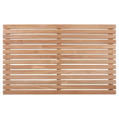 Nordic Style Premium Teak Shower + Bath Mat for Indoor + Outdoor Use | Non-Slip Wooden Platform for Spa, Sauna, Shower, Pool, Bath, Hot Tub | Flooring Decor and Protector