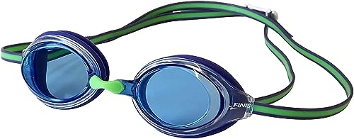FINIS Ripple Swim Goggles for Kids - Ages 6-12 - Anti-Fog Lenses - Silicone Gaskets - Dual Strap - Blue Tint/Green