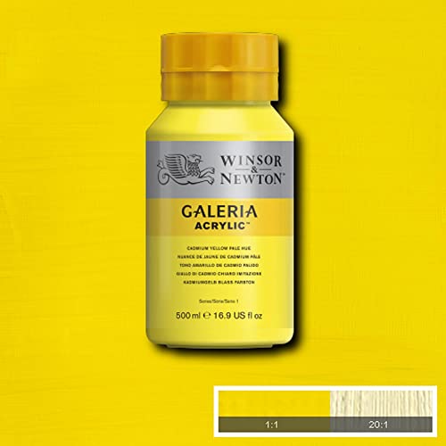 Image of Winsor & Newton Galeria Acrylic Colour - Jar of 500 ML - Cadmium Yellow Pale Hue (114) - Highly Pigmented Lightfast Artists' Acrylic Paints for Canvas, Wood, Fabric & Paper - More Colours Available