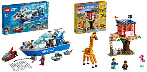 Image of LEGO Patrol Boat 60277+Creator 3In1 Safari Wildlife Tree House 31116 - (Set of 2 Toys) Pack of 2 Pcs, Assorted