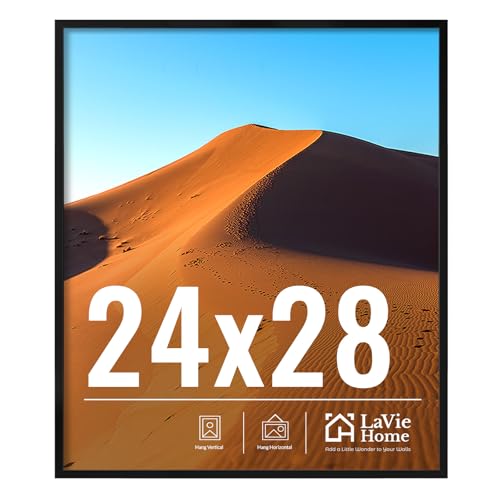 Image of LaVie Home 24x28 Picture Frame for Wall Display, 24x28 Black Picture Frame with HD Plexiglas, 24 x 28 Photo Frame 1 Pack, Display Frame for Vertical or Horizontal, Classic Collection