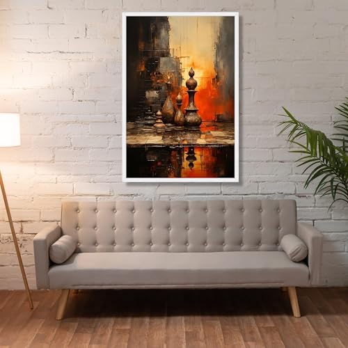 Toile abstraite marron et orange pour réchauffer un mur blanc vide