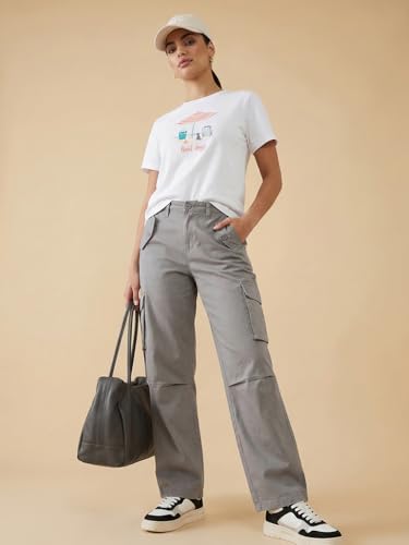 Image of NOBERO 100% Cotton T-Shirts for Women Stylish | Regular Fit | Graphic Printed T Shirts for Women 180 GSM Combed Cotton | Crew Neck Half Sleeve