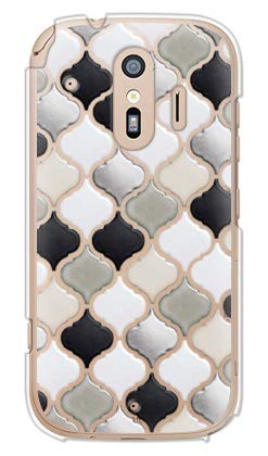 ガールズネオ docomo らくらくスマートフォン F-01L/F-42A ケース (タイル柄 モノクロ) FUJITSU F-01L-PC-YSZ-0465