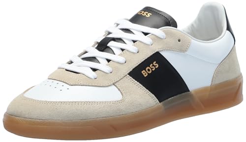 Image of BOSS Men's Soft Leather Block Logo Low Top Sneaker
