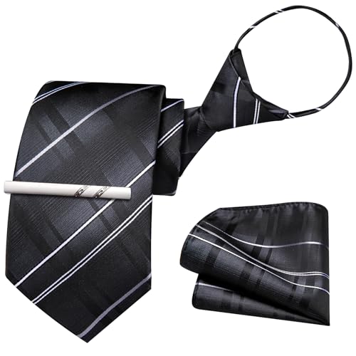 Image of Barry.Wang Boys Ties School Pre-Tied Kids Necktie Handkerchief Clip Set Uniforms Child Ties for 8-14 Years Wedding Party