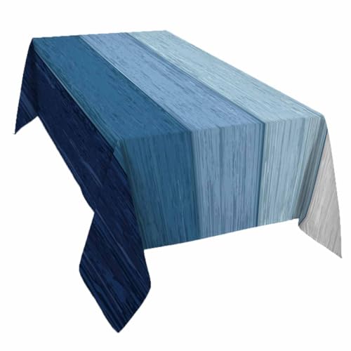 Farmhouse Ombre Blue Tablecloth Rectangle Round Table Cloth 54x108 Inch, Summer Indoor or Outdoor Tablecloth, Retro Barn Waterproof Polyester Table Cover for Party Holiday Picnic Kitchen Decoration